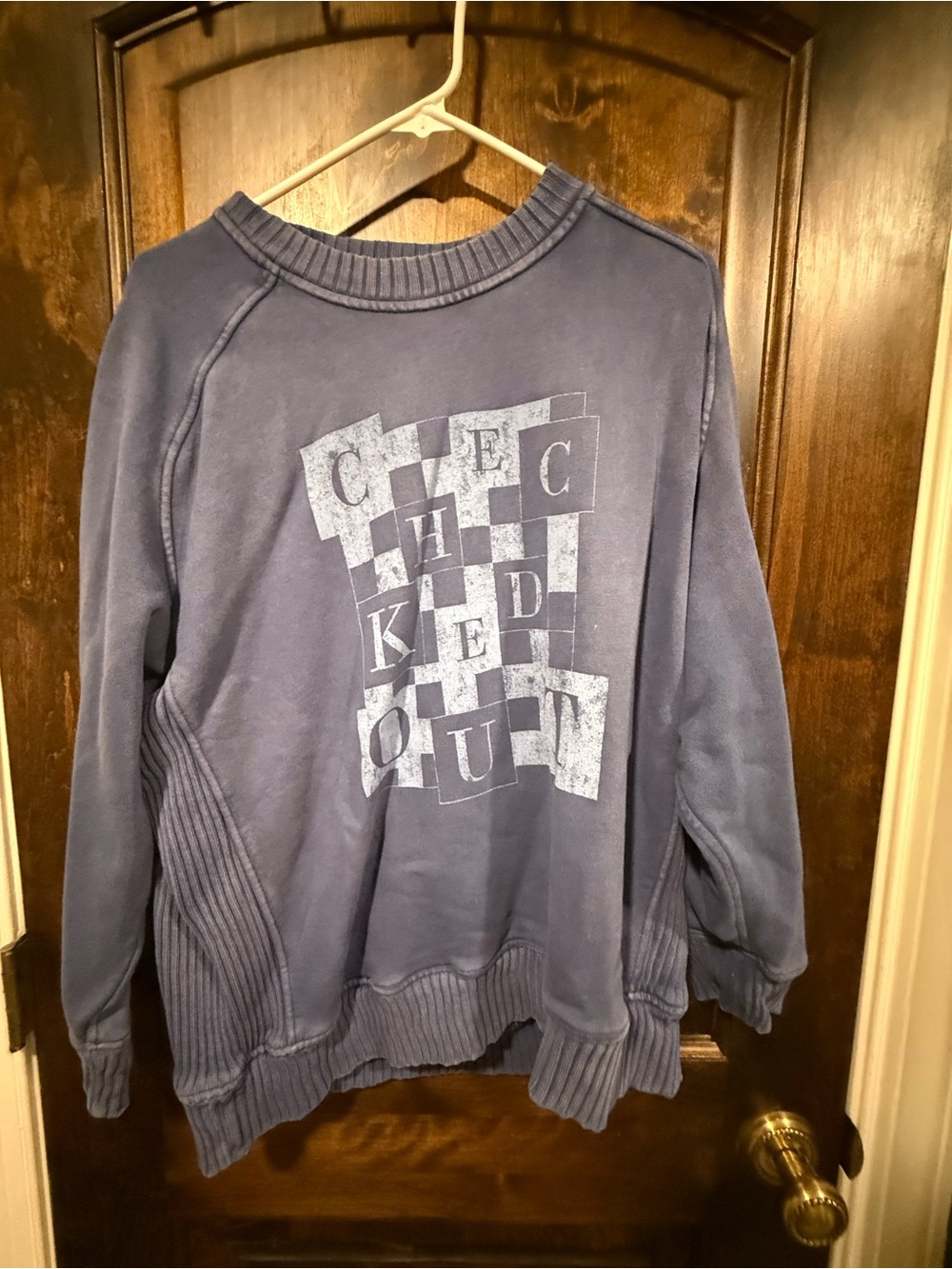 AERIE checked out blue sweatshirt